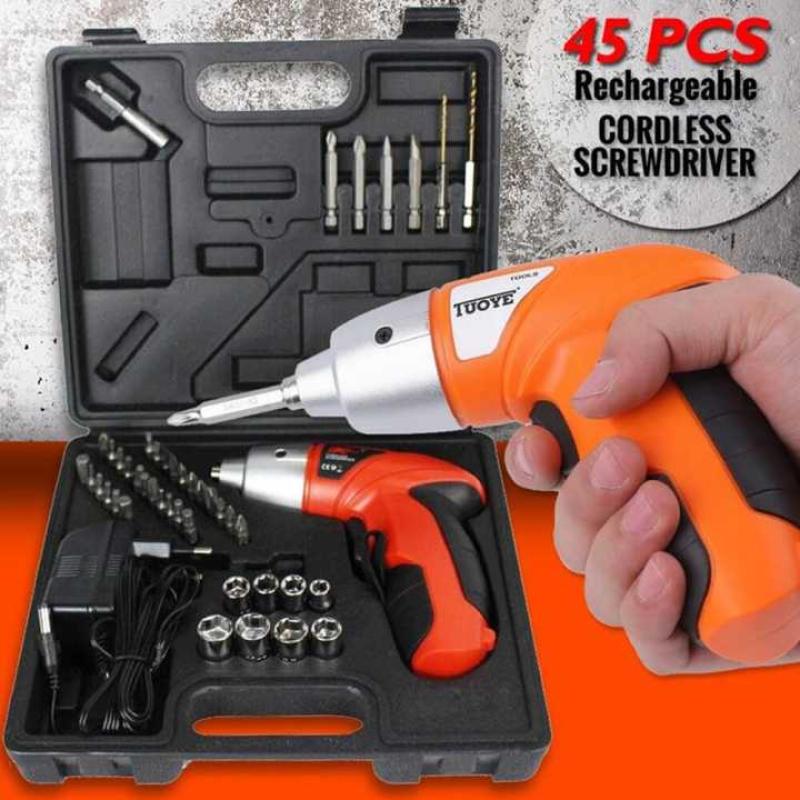Electric Screwdriver 45 PCS Rechargeable Cordless Set 4.8V Power Drill Bit Kit