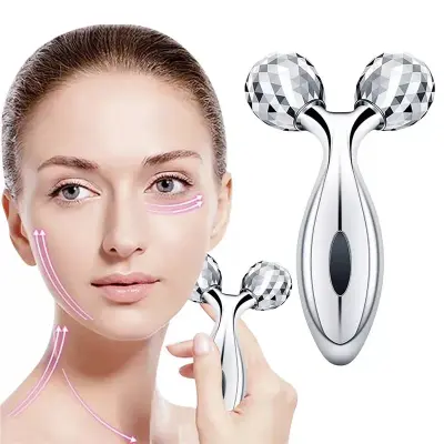 3D Manual Roller Face Body Massager with 2 Wheels Facial Slimming